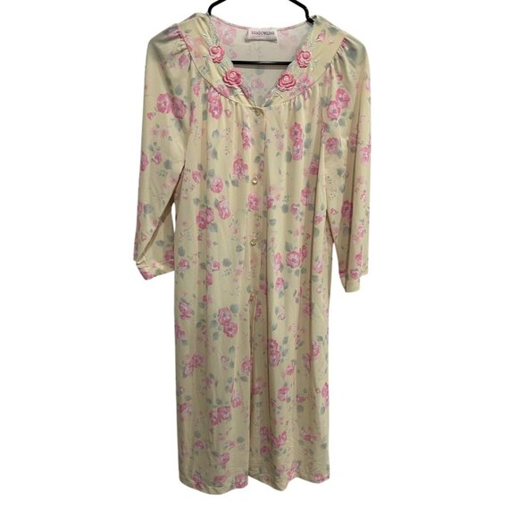 Vintage Shadowline Floral Nightgown Embroidered Roses Size M Feminine - Picture 1 of 9